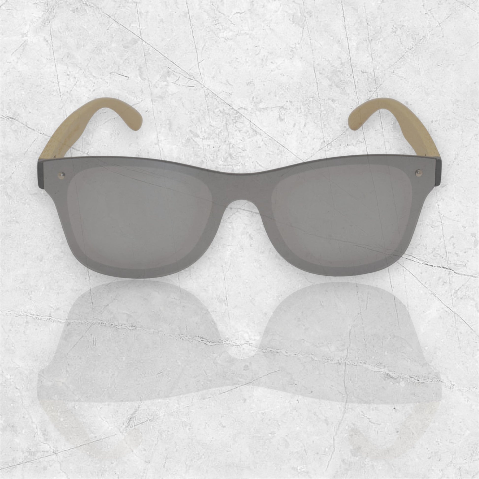 Gafas de sol espejo UV400 sin marco con madera de bambú