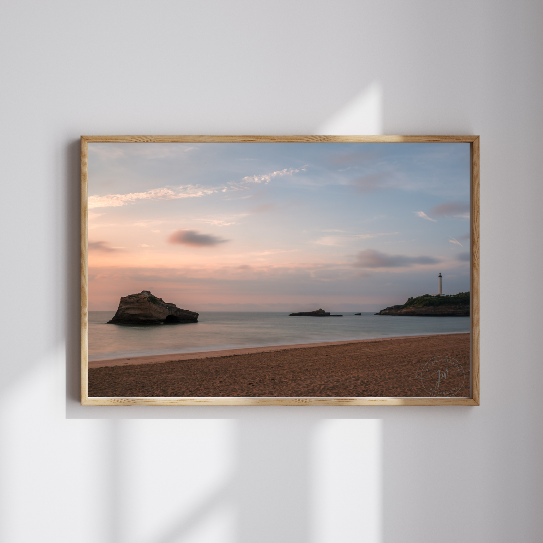 Póster decorativo fotografía de paisaje de playa en Biarritz