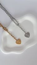 Collar y charm colgante de corazón en acero