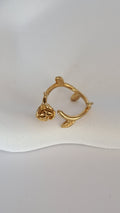 Anillo rosa del dragón dorado de acero quirúrgico