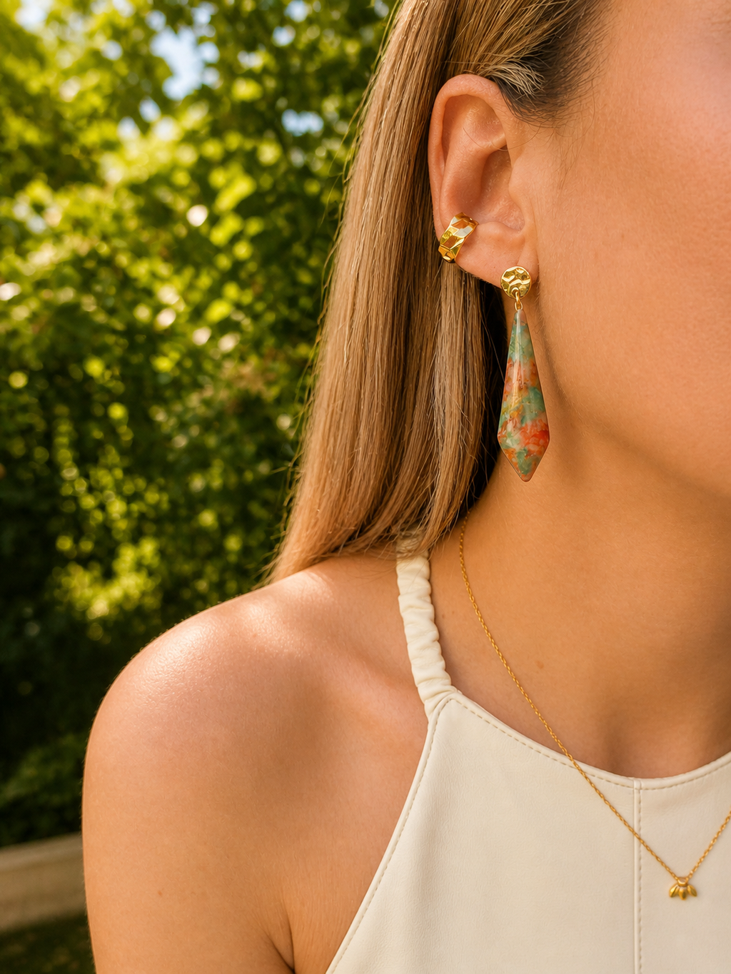 Pendientes largos Irati acero inoxidable