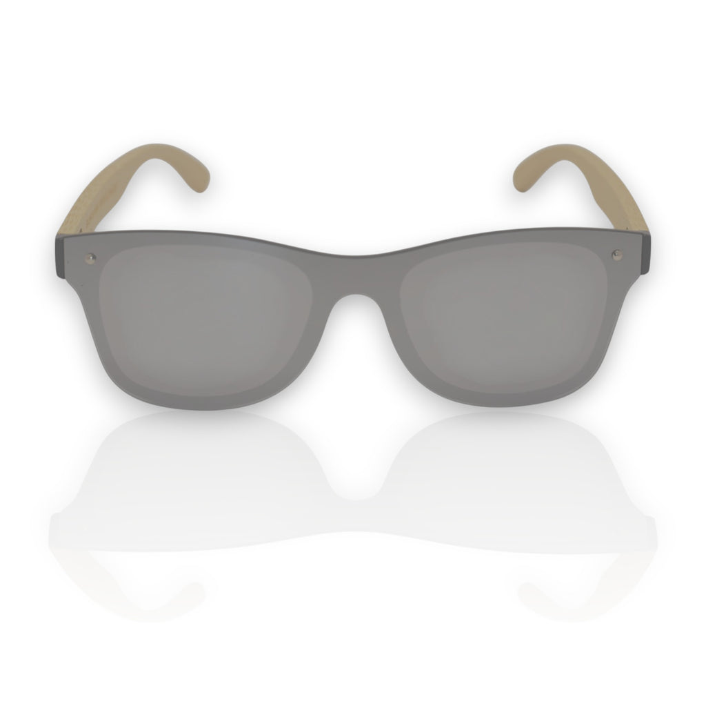 Gafas de sol espejo UV400 sin marco con madera de bambú