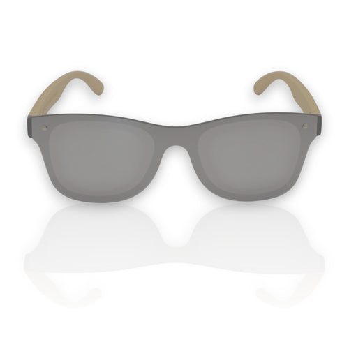 Gafas de sol espejo UV400 sin marco con madera de bambú