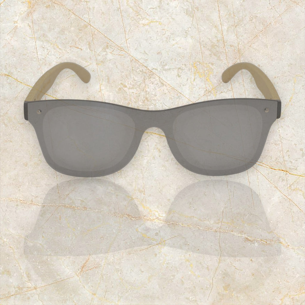 Gafas de sol espejo UV400 sin marco con madera de bambú