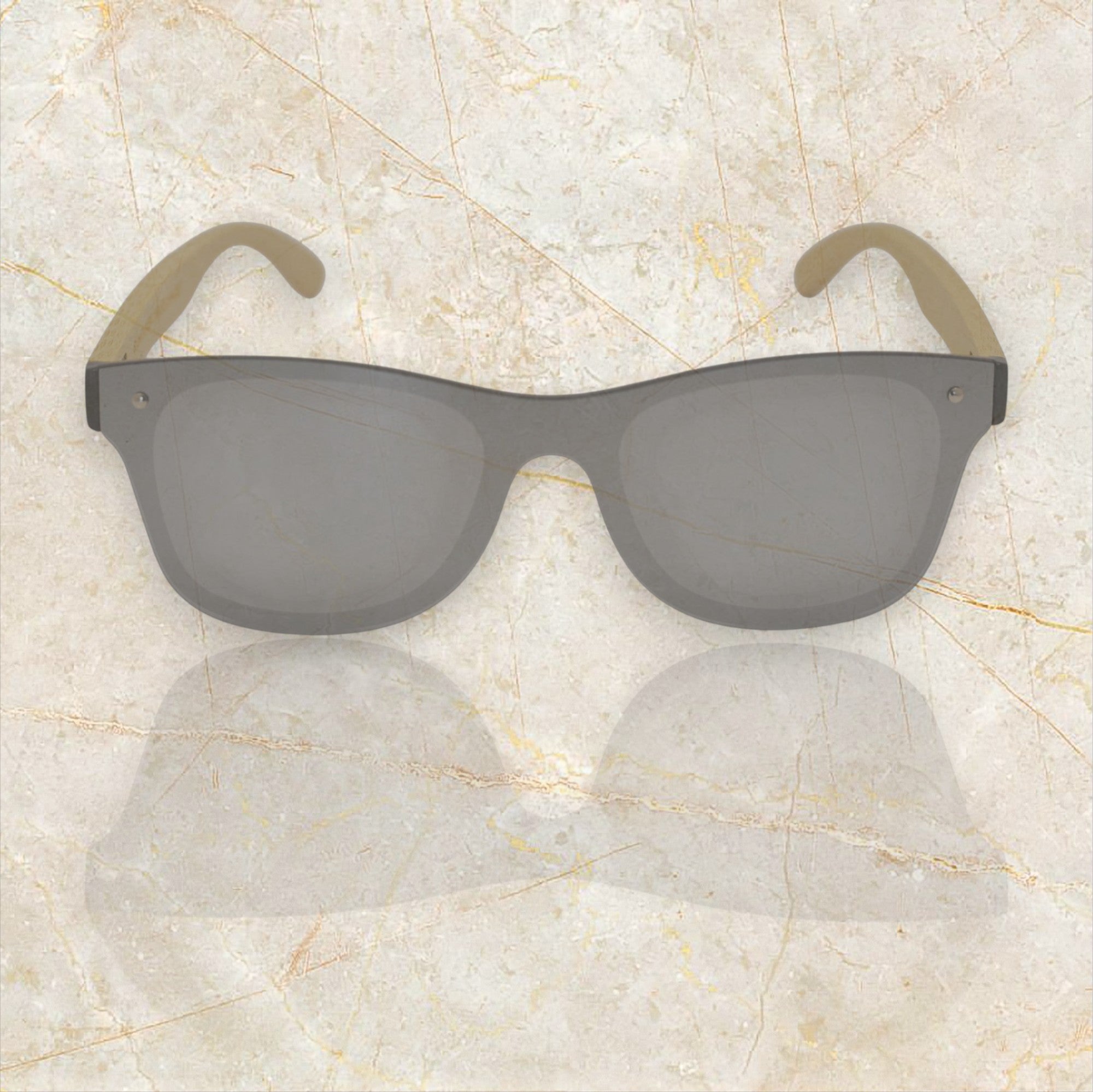 Gafas de sol espejo UV400 sin marco con madera de bambú