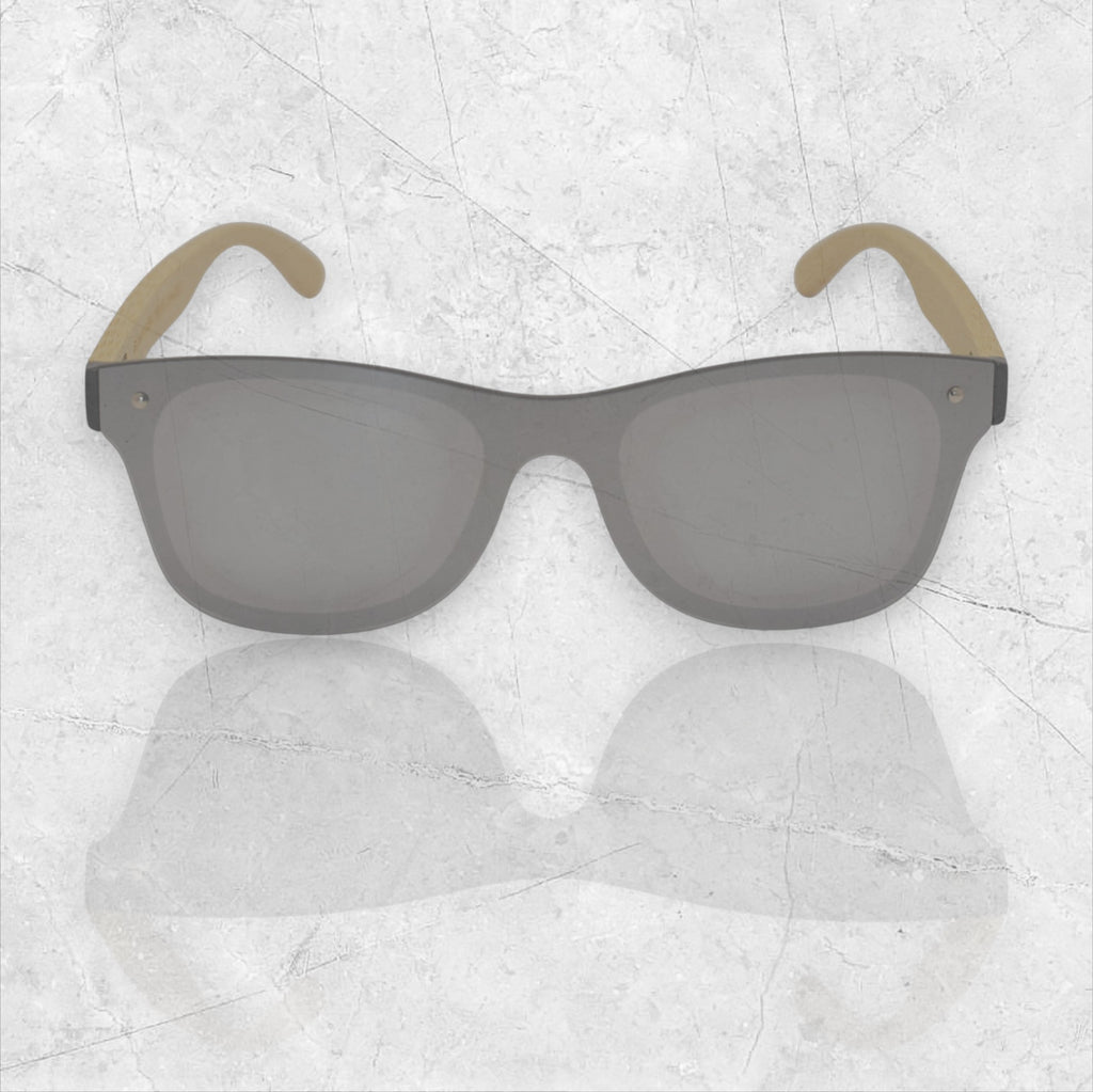 Gafas de sol espejo UV400 sin marco con madera de bambú