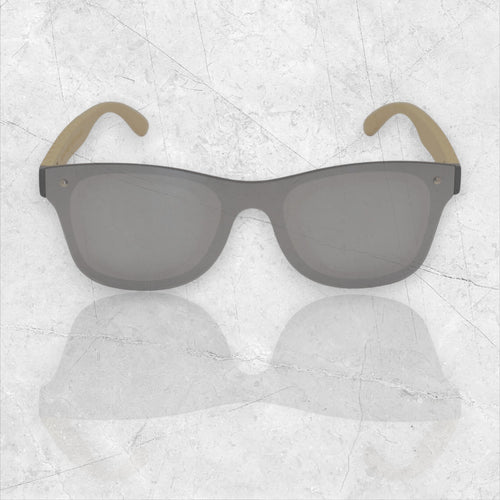 Gafas de sol espejo UV400 sin marco con madera de bambú
