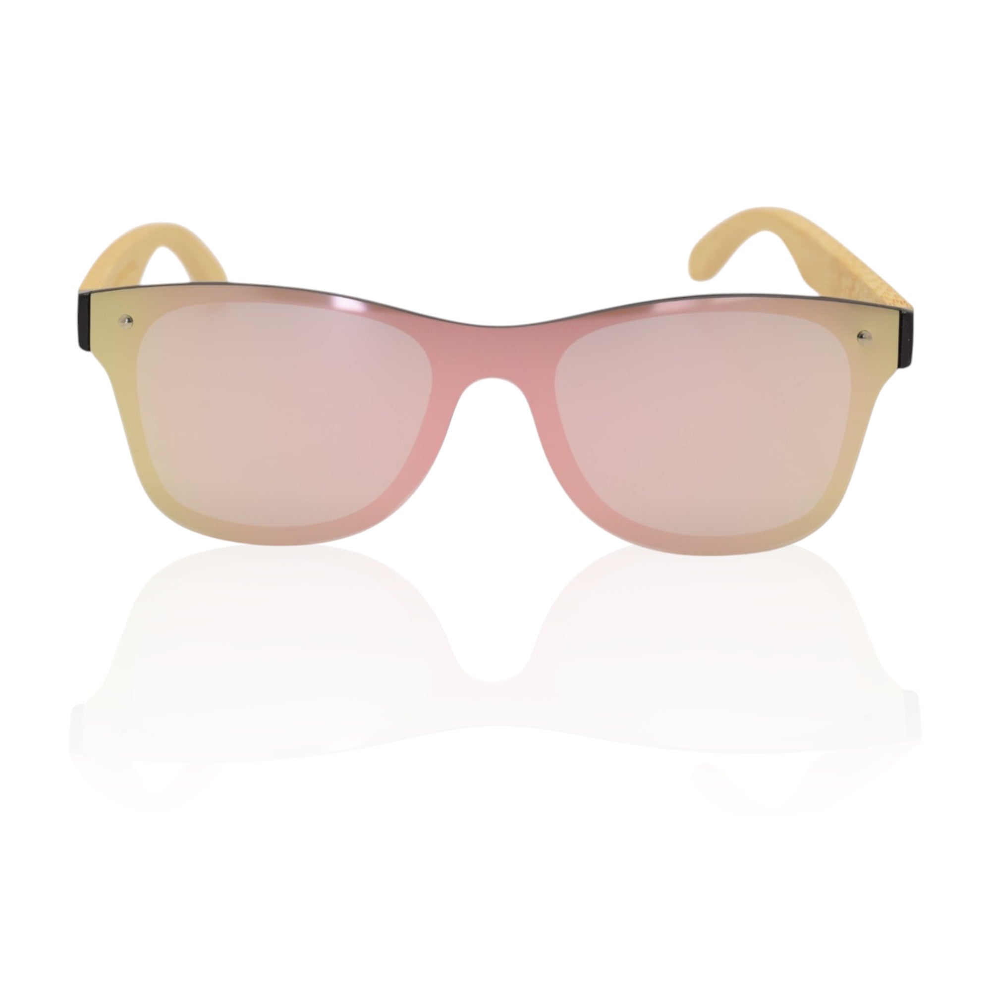 Gafas de sol espejo UV400 sin marco con madera de bambú