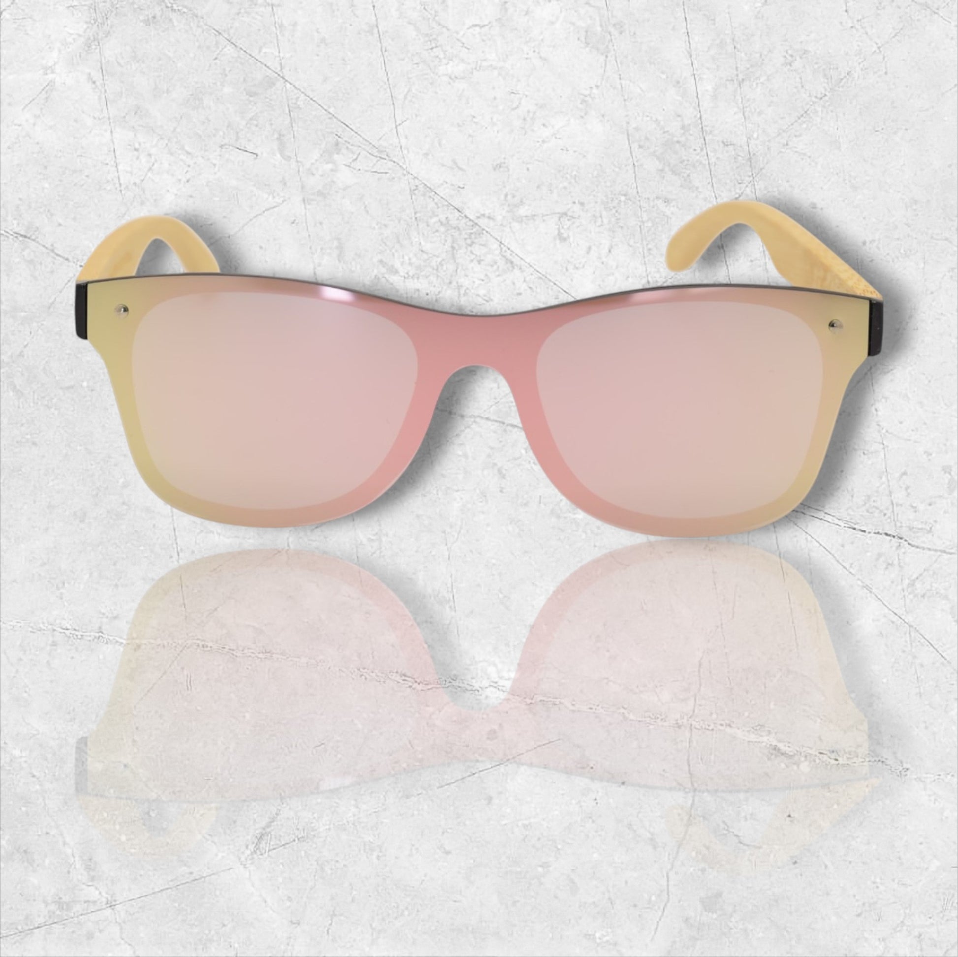 Gafas de sol espejo UV400 sin marco con madera de bambú