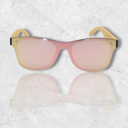 Gafas de sol espejo UV400 sin marco con madera de bambú