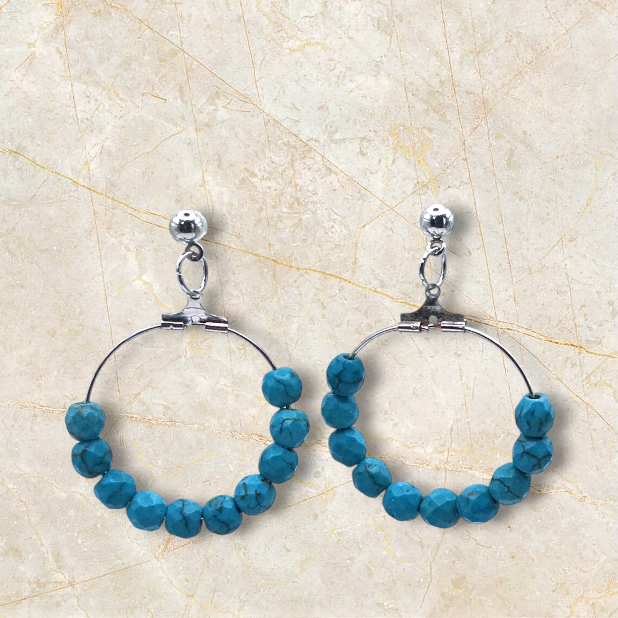 Ixe&Me I Carmen pendientes de aro pedreria azul turquesa