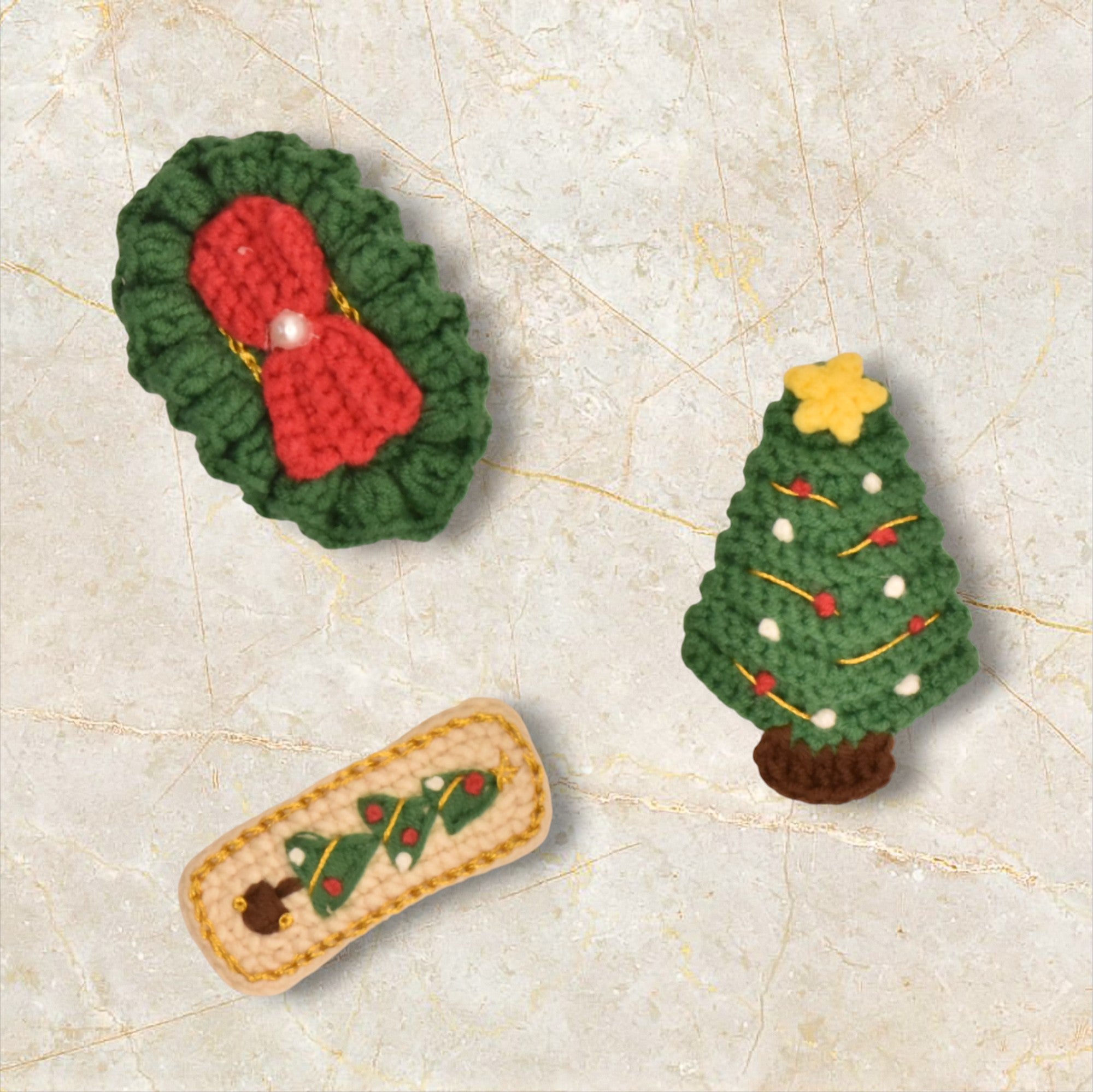 Ixe&Me I Pack de tres pasadores de cabello punto motivos navideños