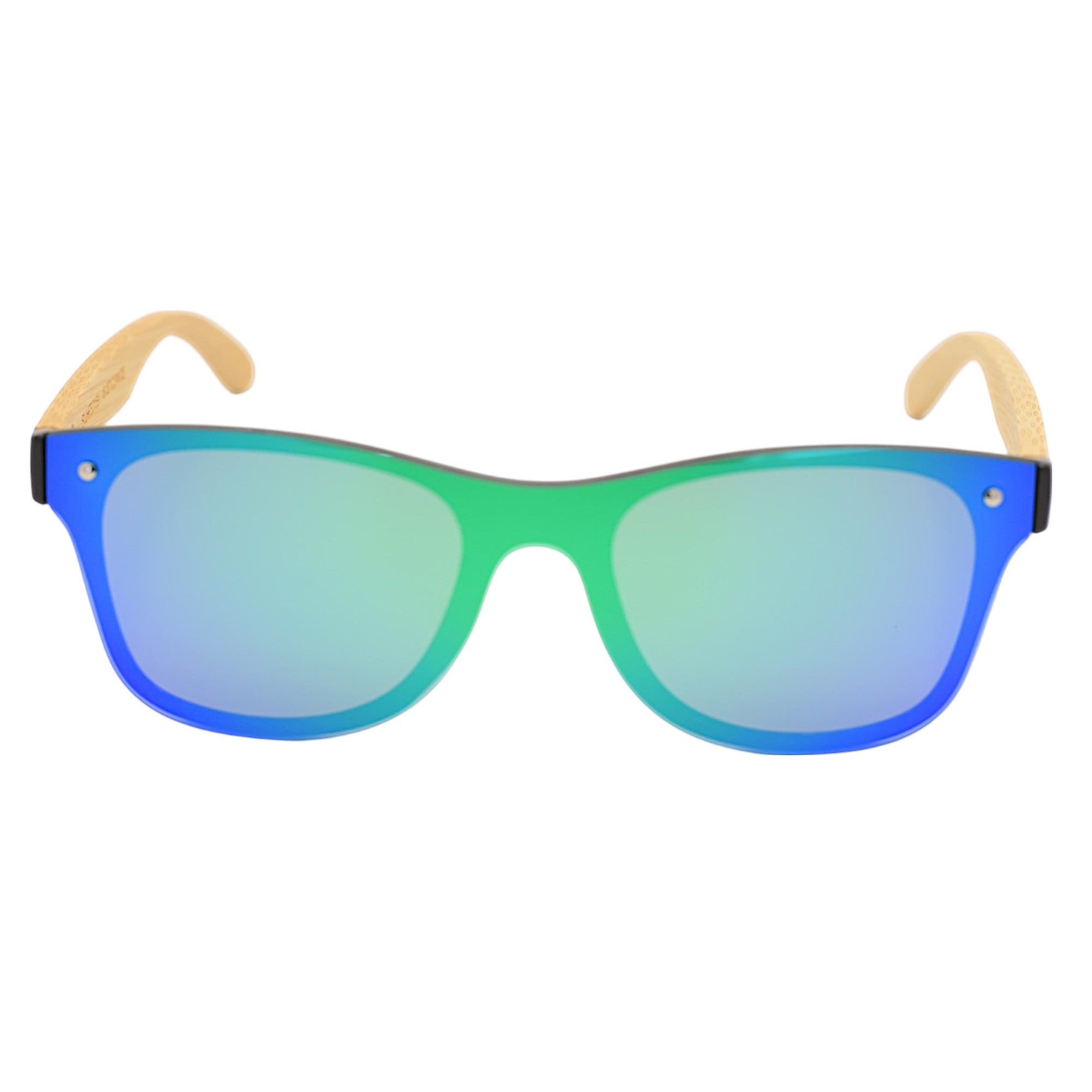 Gafas de sol espejo UV400 sin marco con madera de bambú
