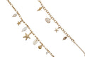 Set Pulsera y Collar acero dorado abalorios inspirados en el mar