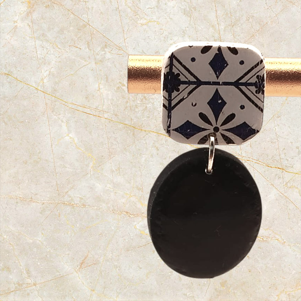 Ixe&Me I Pendientes mosaico azul marino y esfera