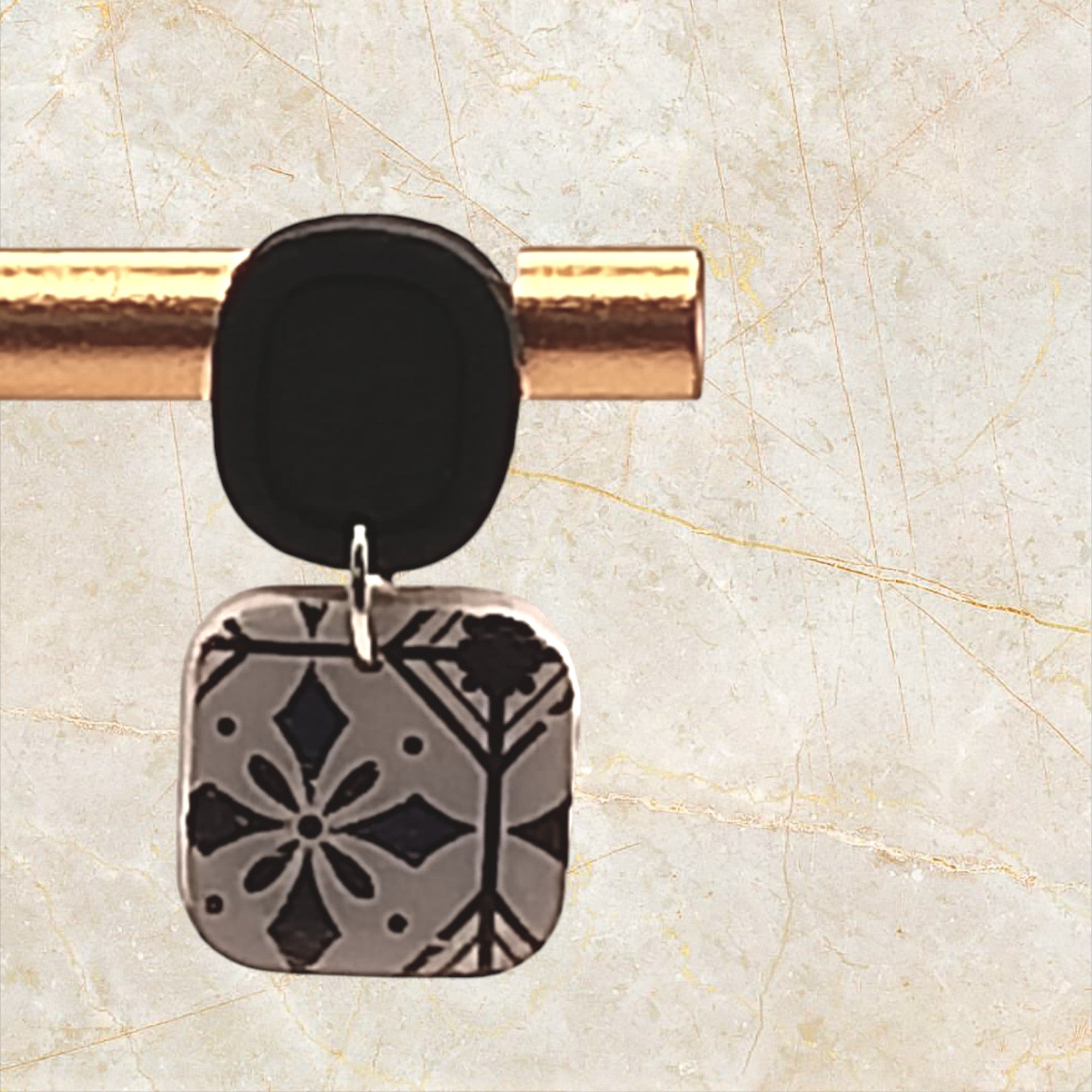 Ixe&Me I Pendientes mosaico azul marino cuadrado