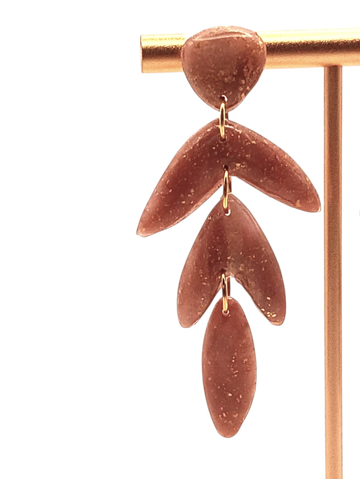 Ixe&Me I Pendientes largos hoja otoño nude y dorado