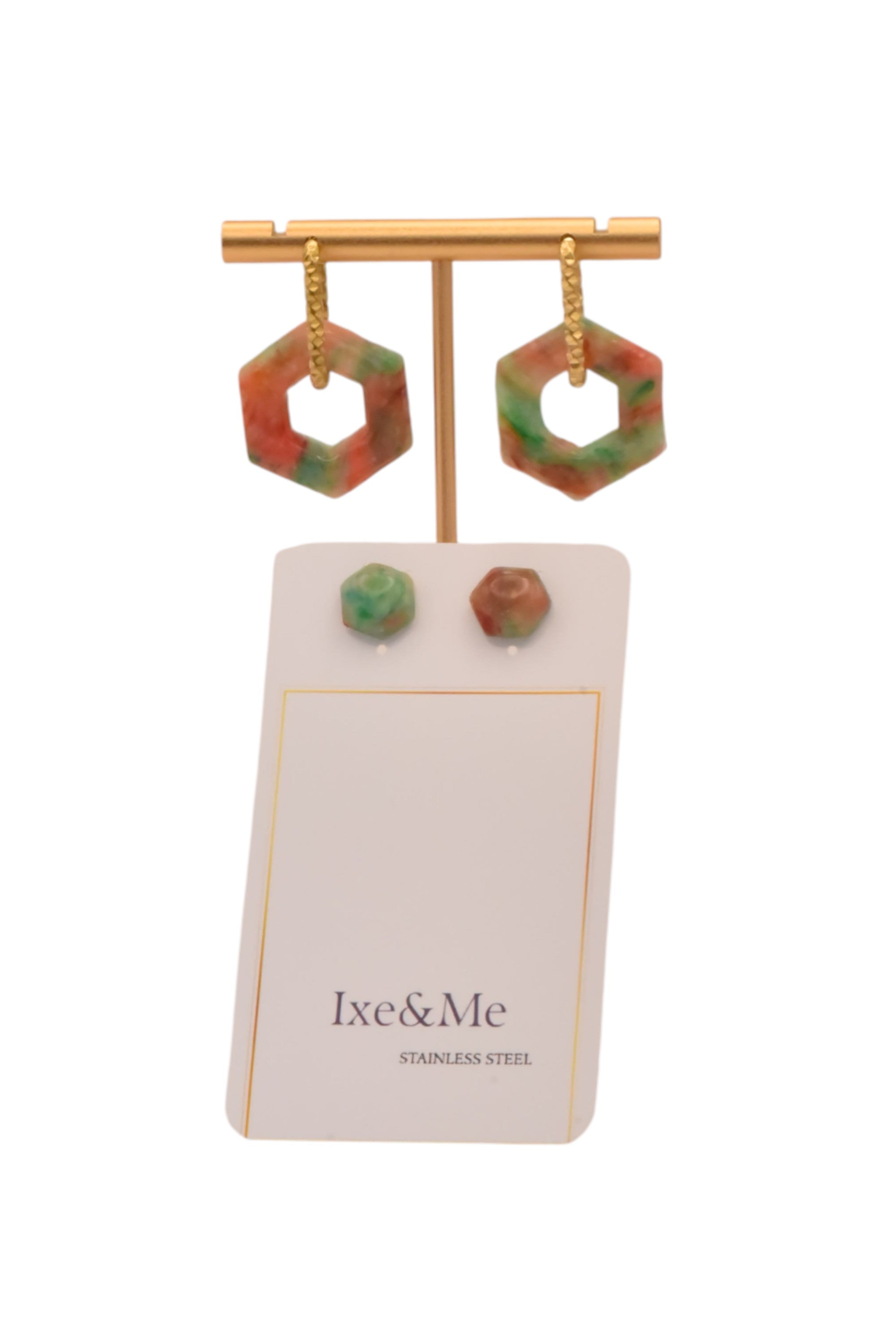 pendientes-hexagono-boton-multicolor