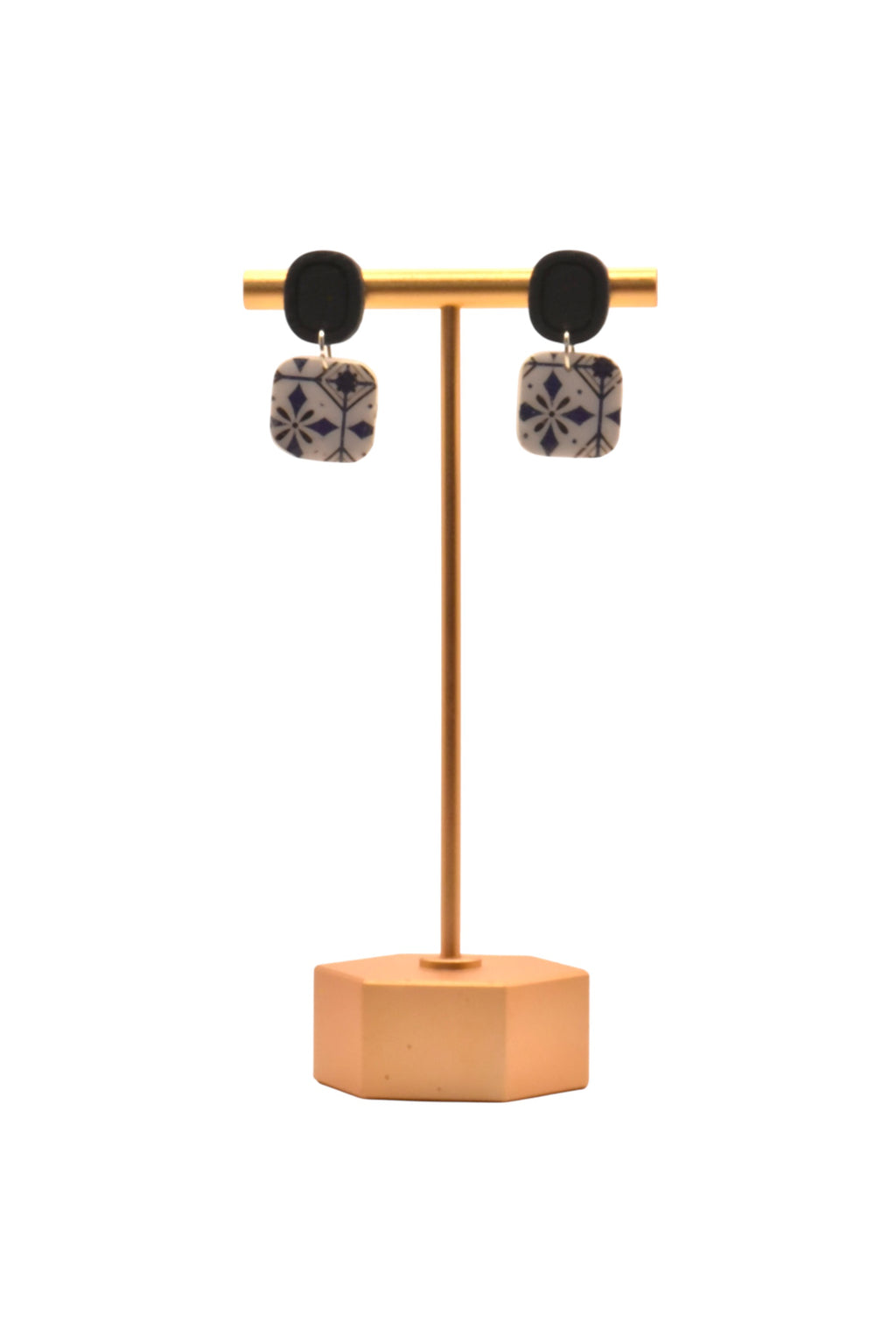 Ixe&Me I Pendientes mosaico azul marino cuadrado