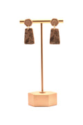 Pendientes cerámica beige con estampado pájaro vintage