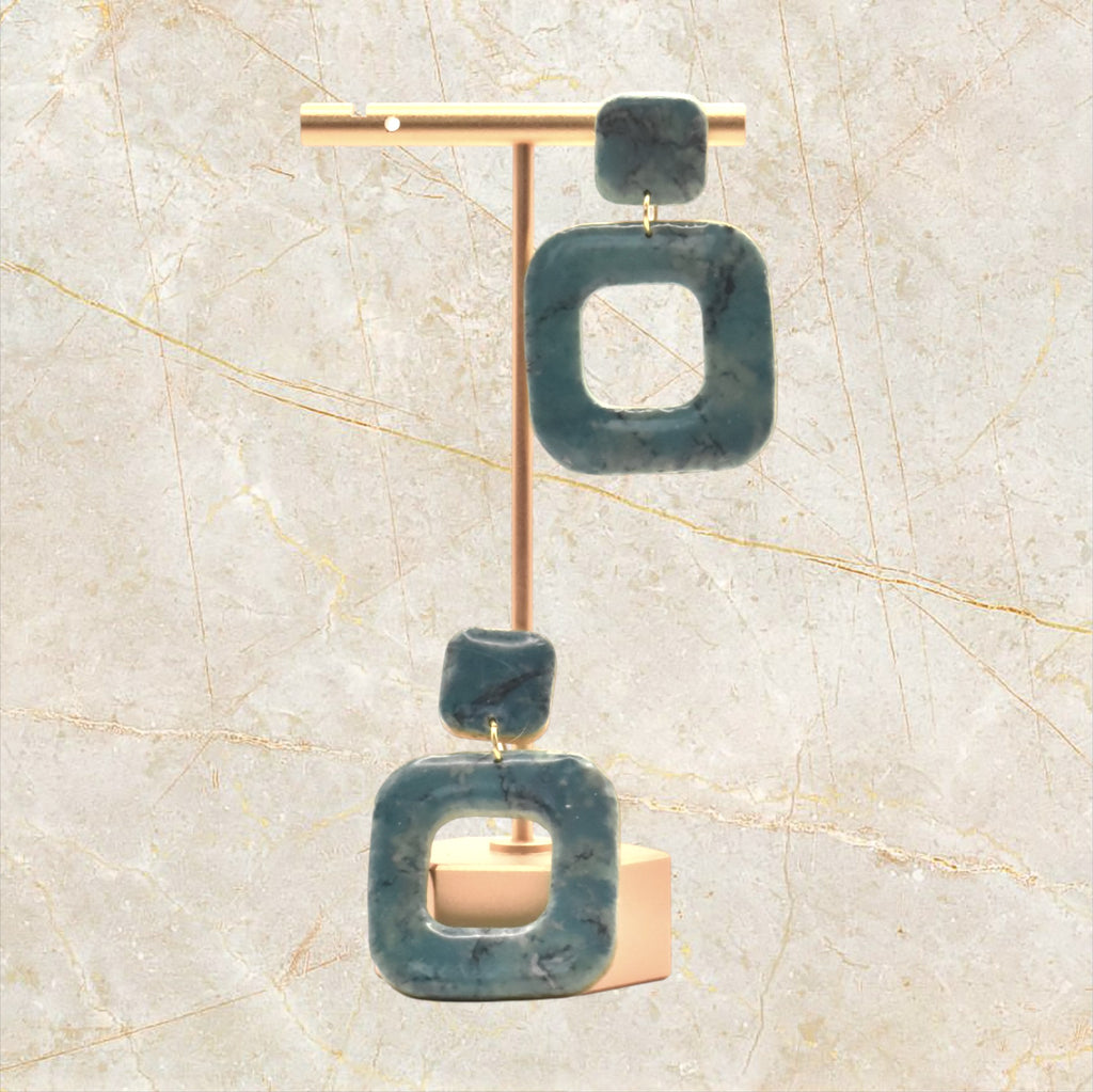 Ixe&Me I Iratxe pendientes cuadrados azul turquesa cerezo art