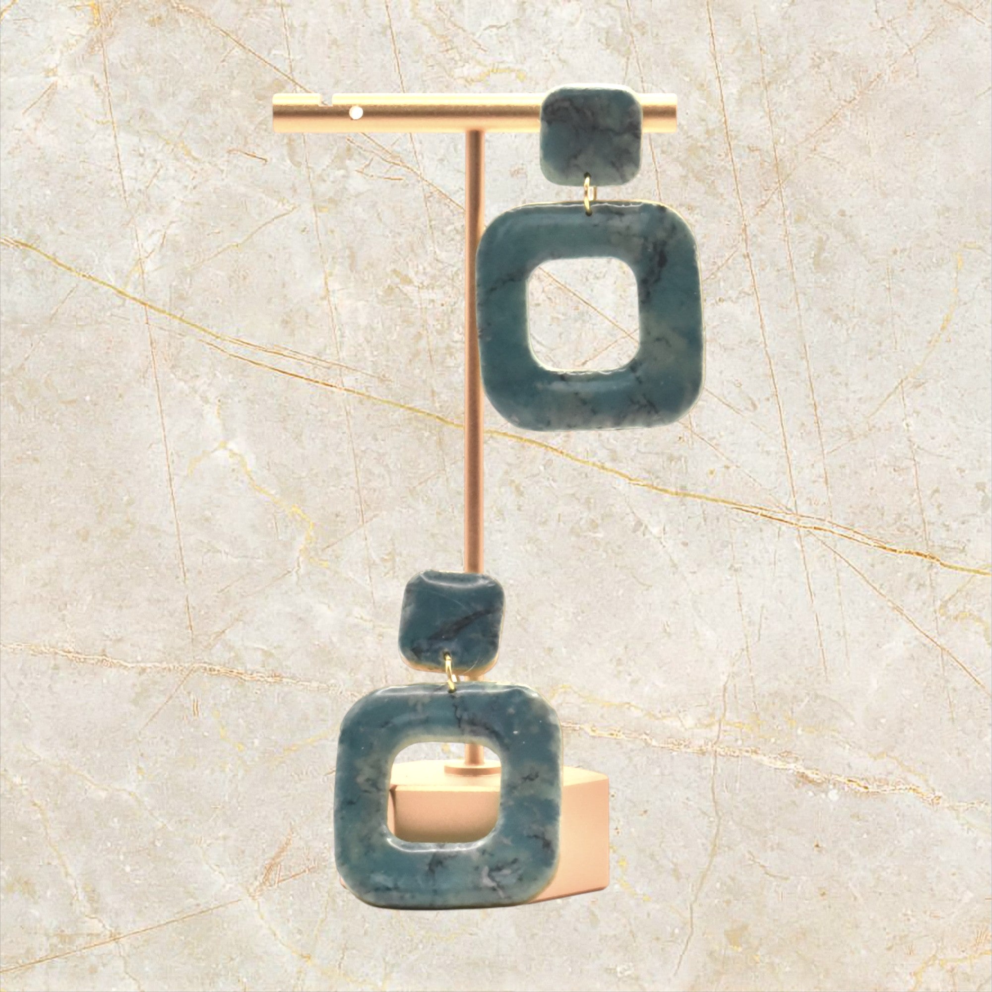 Ixe&Me I Iratxe pendientes cuadrados azul turquesa cerezo art