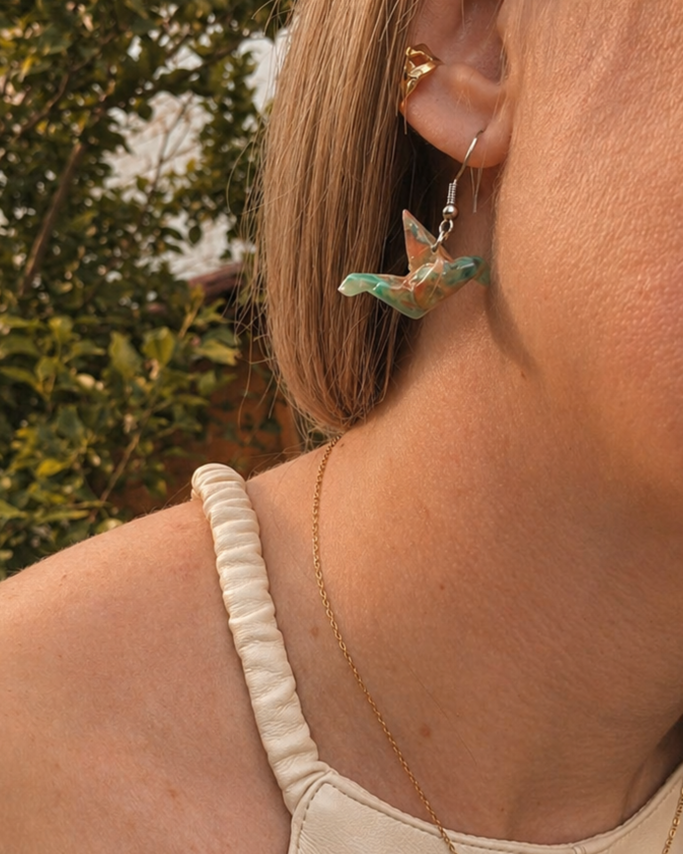 Pendientes pajarita de origami