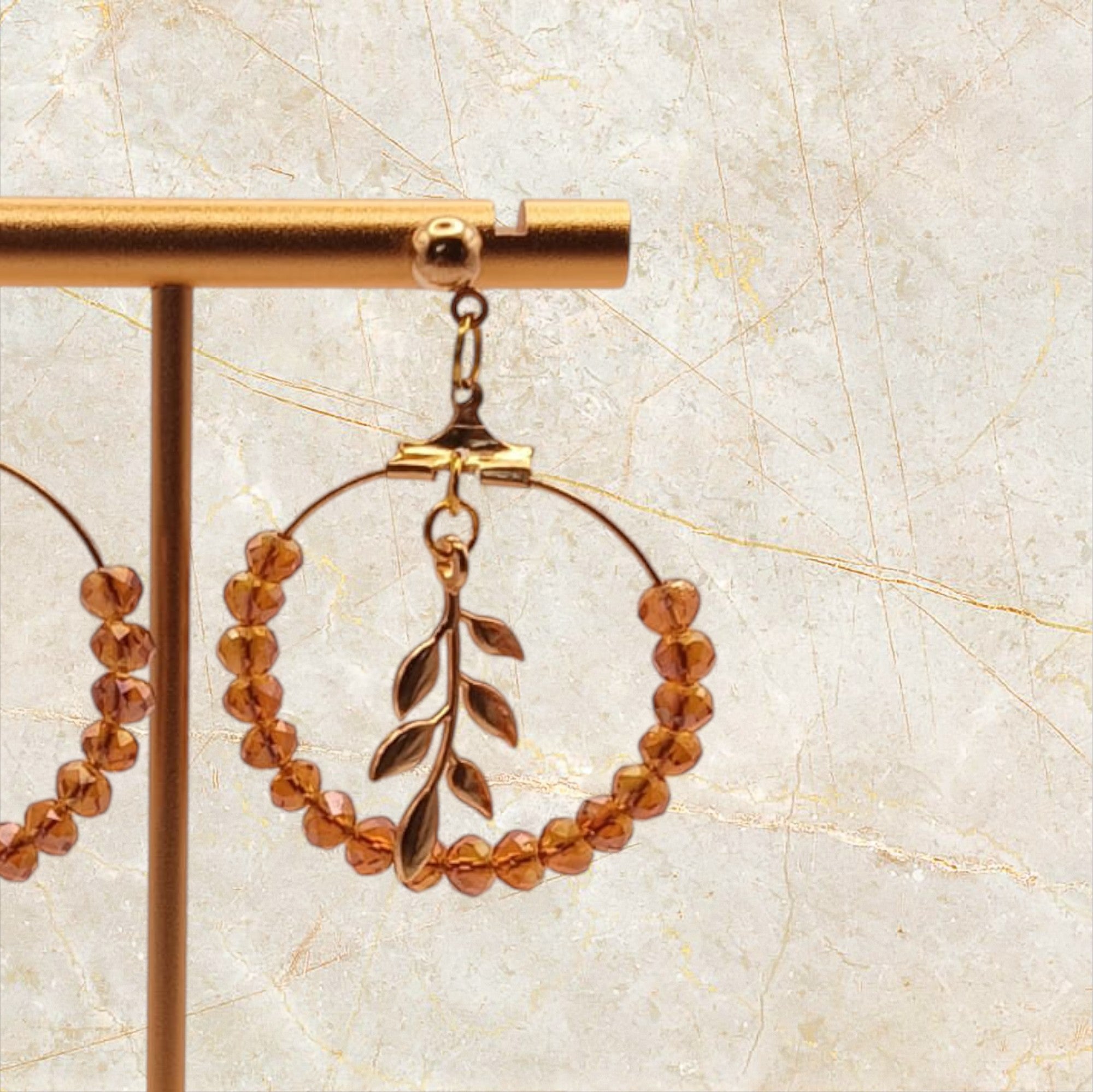 Ixe&Me I Rosario pendientes aro pedreria cristal ambar