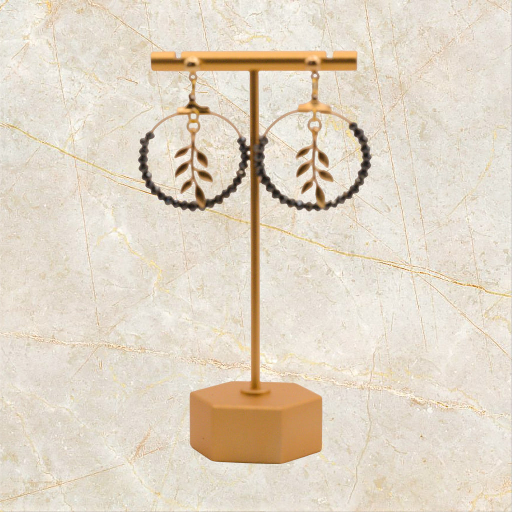 Ixe&Me I Rosario pendientes aro pedreria de cristal negro