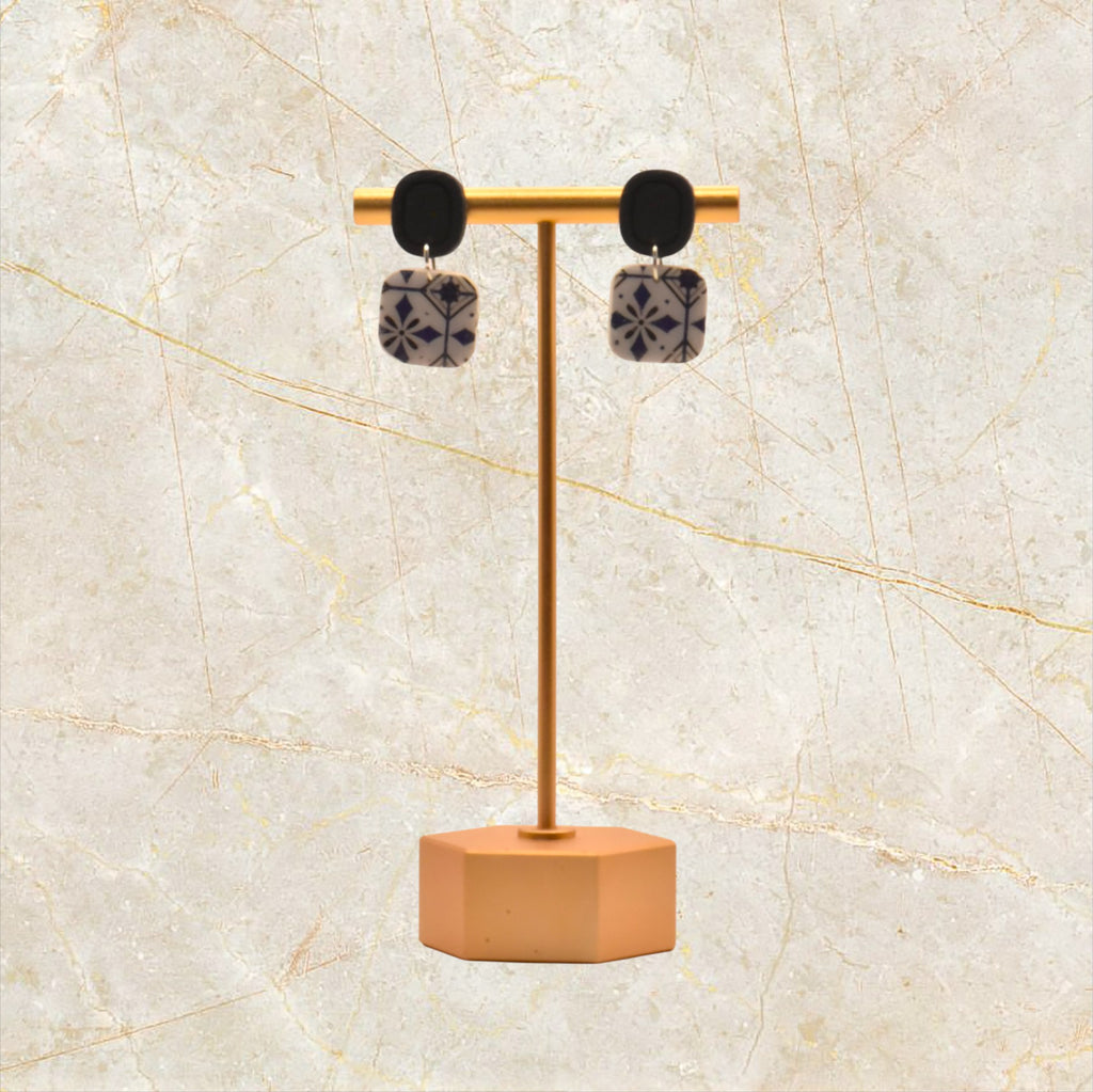 Ixe&Me I Pendientes mosaico azul marino cuadrado