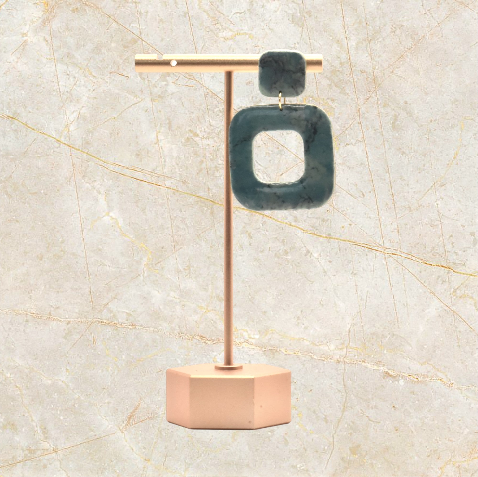 Ixe&Me I Iratxe pendientes cuadrados azul turquesa cerezo art