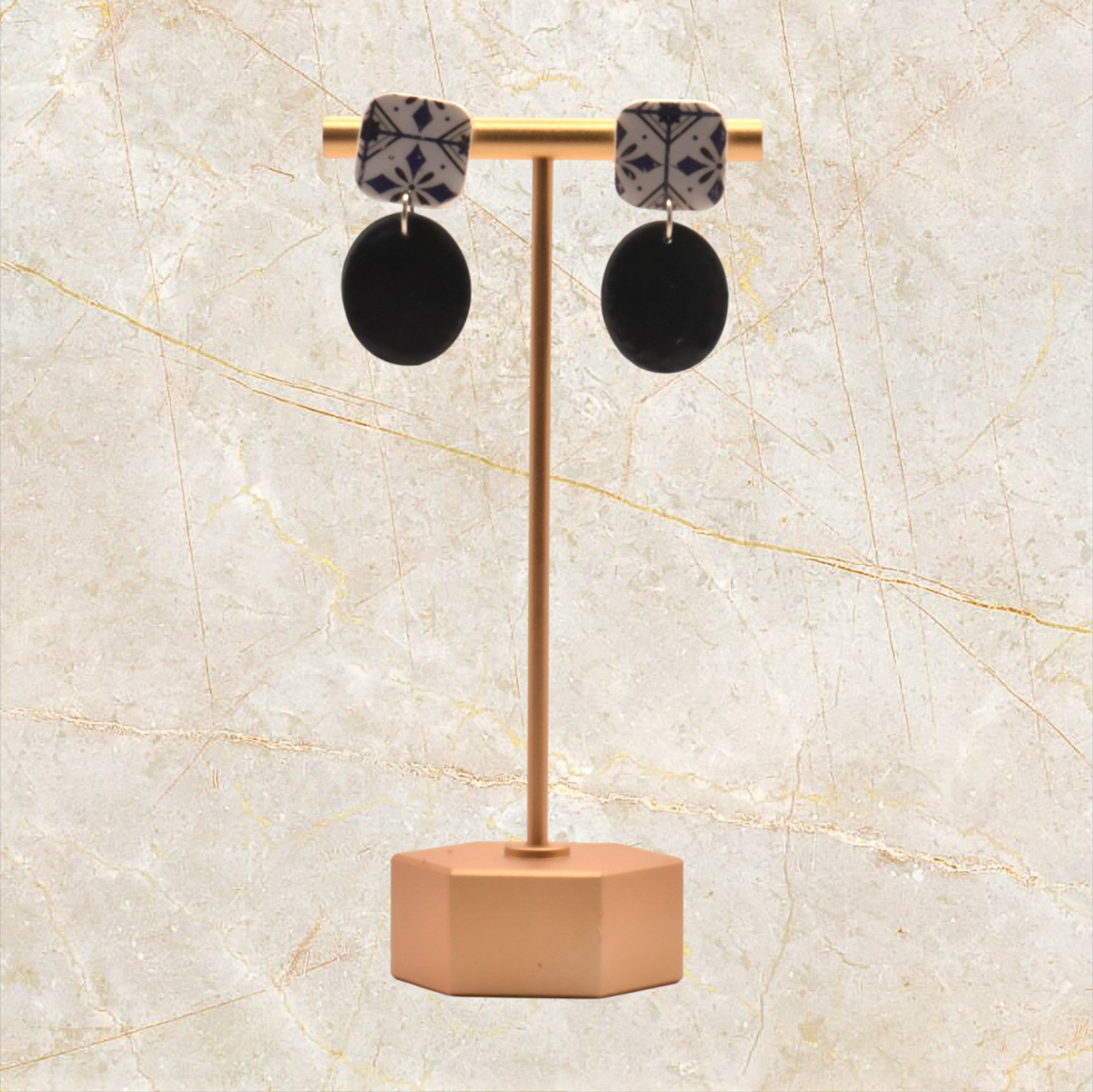 Ixe&Me I Pendientes mosaico azul marino y esfera