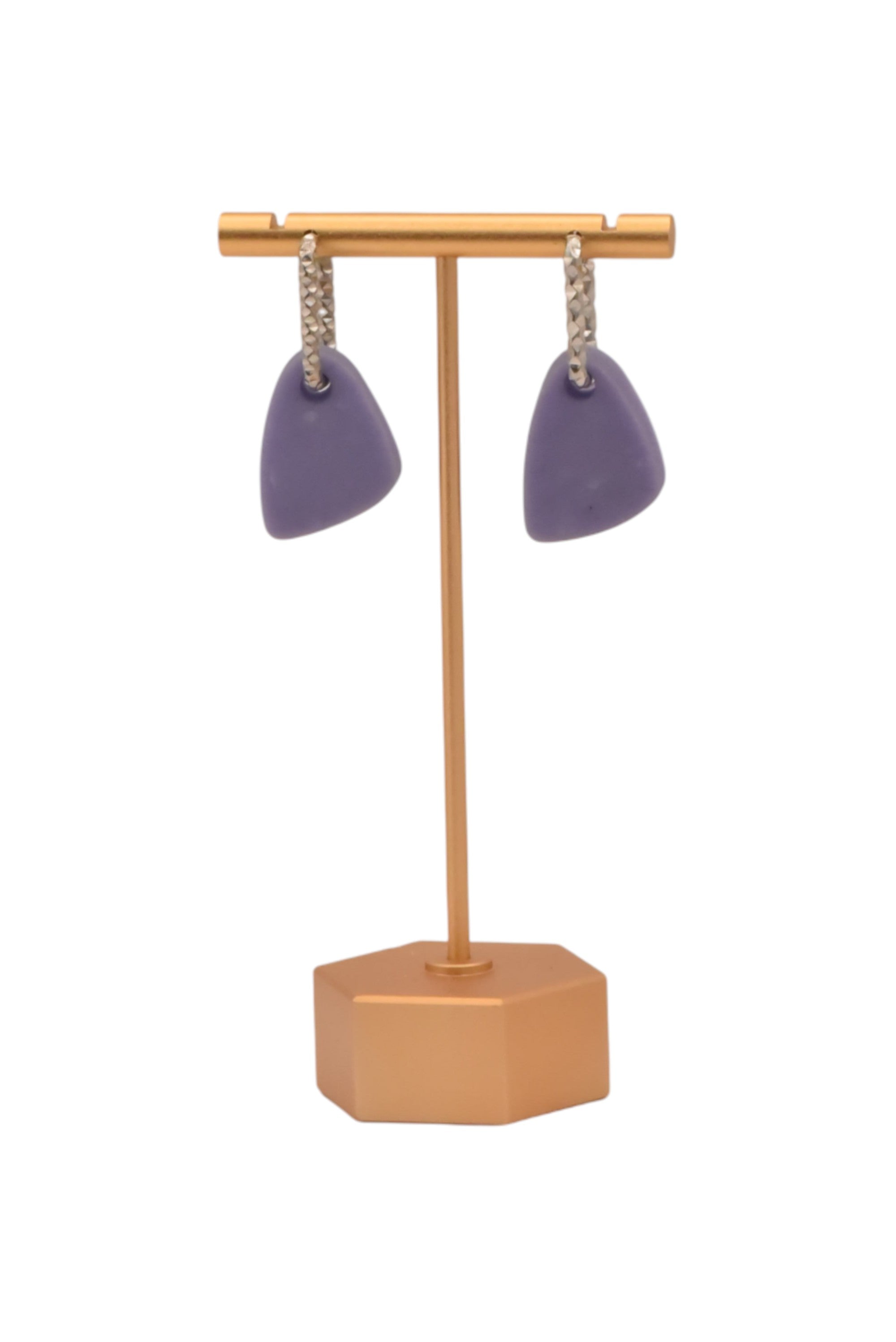 Ixe&Me I Pendientes de aro cuadrado facetado de acero y leaf charm