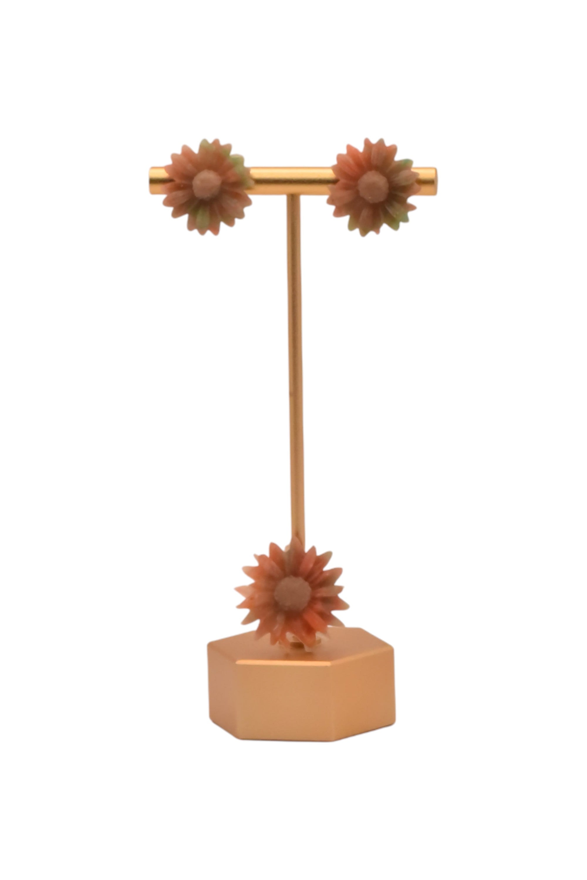 Conjunto de pendientes y colgante de acero dorado girasoles