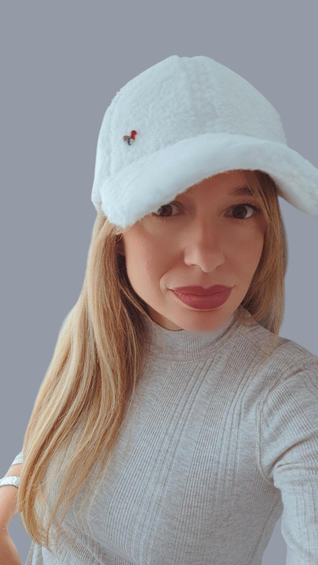 Ixe&Me I Gorra de invierno efecto pelo peluche blanca
